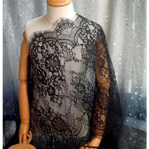 3Meter/Lot White Black Eyelash Lace Trim Crafts Sewing Lash Fabric 42CM Wedding Veil Clothes Dress Skirt Lengthened Decorative