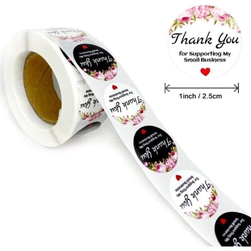 500pcs Thank You for supporting My Small Business Stickers Floral Seal Labels F1CC