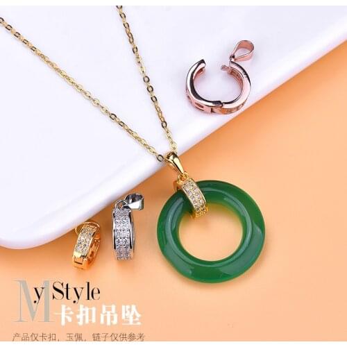 925 Sterling Silver Jade Jadeite Wax Amber Pendant Necklace Seed Buckle Silver Buckle Clip