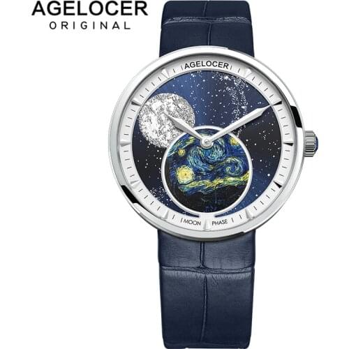 AGELOCER 2020 Moon Phase Women Watch Swiss Moonphase Design Ladies Quartz Watches Luxury Brand Sapphire Crystal Womens Watch