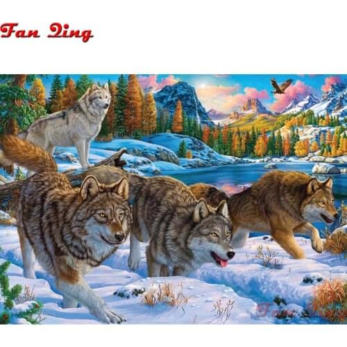 Diamond Painting 5d Diamond Embroidery Wolf in The Snow Square Drill Full Embroidery Photos Rhinestones Decoration