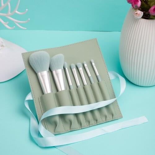 Anmor 7Pcs/lot Portable Makeup Brushes Set Travelling Make Up Brush Foundation Eyebrow Brush Cosmetic Bag Pinceaux Maquillage