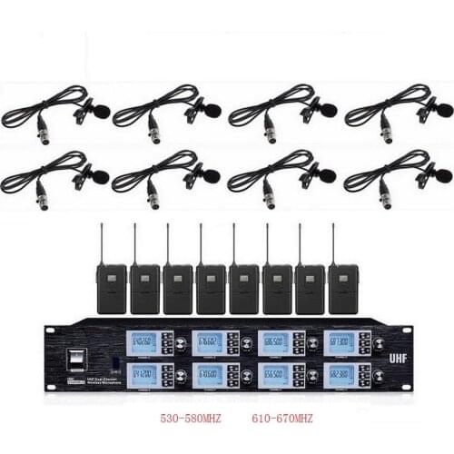 Bolymic 8 channel Wireless Vocal Microphone System Professional Lavalier Lapel Microphone stage mics For karaoke school meeting