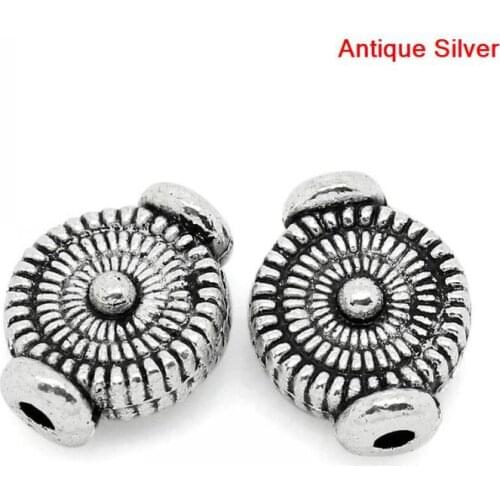 DoreenBeads Spacer Beads Round Silver Color Pattern Carved 10x7.5mm,Hole:Approx 1mm,100PCs