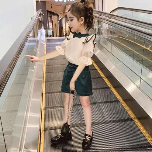 Summer For Girls Clothing Set Teenage Girls Clothes 6 8 9 12Yrs Casual Fashion Baby Girls Tops Short Sleeve T-shirt+Shorts 2Pcs