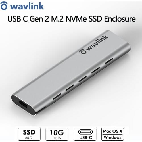 Wavlink M2 SSD Case M.2 to USB 3.1 Gen 2 NVMe SSD Enclosure for nvme PCIE UASP M Key NGFF SATA USB C SDD Hard Disk Box Adapter