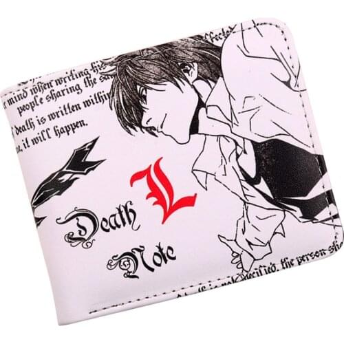 Anime Death Note Wallet Mens Credit Card Holder Wallet Bifold ID Cash Coin Purse Clutch Cartoon Pattern
