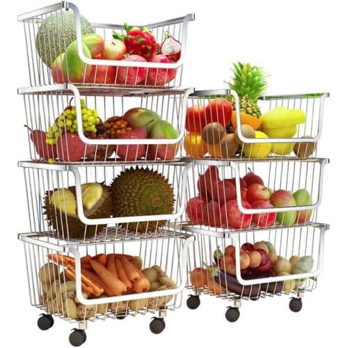 304 Stainless Steel Kitchen Shelf, Vegetable Basket, Floor To Floor, Multi-layer Fruit And Vegetable Storage Basket, Stackable F
