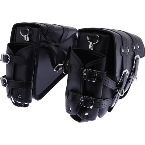 Motorcycle L&R Saddlebag Tool Bag + Fuel Oil Bottle/Cup Holder Universal