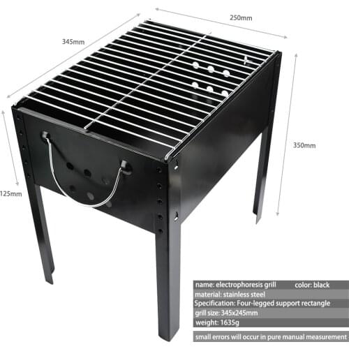 Easy Assembly BBQ Grill Stainless Steel Four-legged Rectangular Barbecue Grill bbq Accessories for Outdoor Camp Picnic Park Home