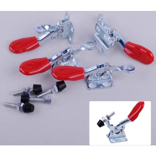 LETAOSK New 4Pcs Red Handle Toggle Clamp GH-201A Horizontal Hold Quick-Release Hand Tool Accessories