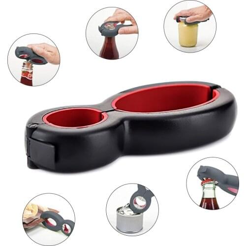 Multifunctional 6 in 1 Simple Can Opener Multifunctional Plastic Bottle Opener Kitchen Gadget Color Random