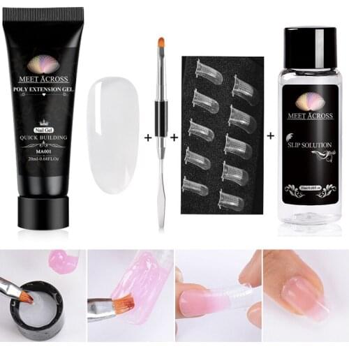 Nail Extension Builder UV Gel Kit Nail Art Clear Camouflage Color Nail Tip Form Crystal UV Gel Quick Building Nail Gel Set