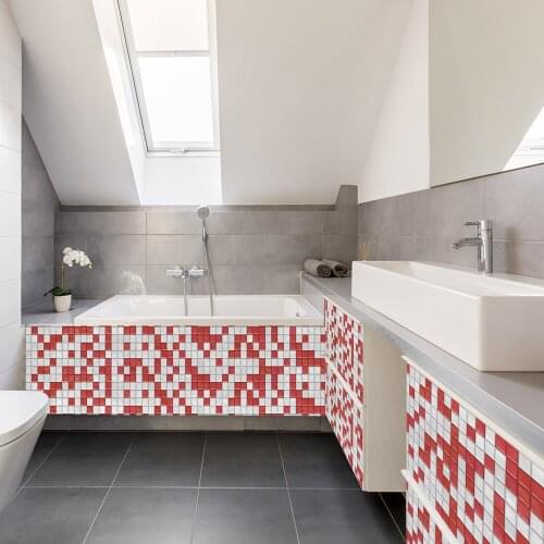 New self-adhesive mosaic waterproof and oil-proof wall surface red and white mark decorative wall sticker
