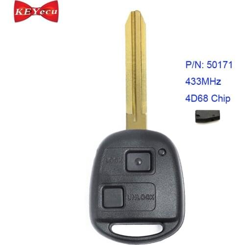 KEYECU for Toyota Avensis Kluger Prado120 Tarago RAV4 Remote Key Fob 433MHz 4D68 Chip P/N 50171, 42050