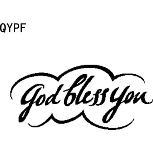 QYPF 15.6cm*7cm God Bless You Vinyl Car Stickers Motorcycle Decals Black/Silver Graphical C15-1755