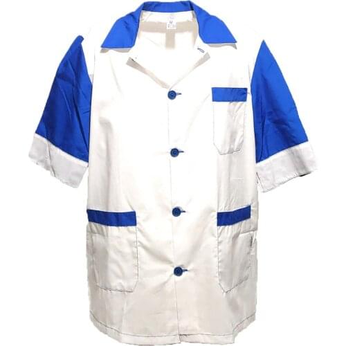 Supermarket work shirts made in Italy blue summer half sleeves