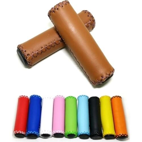 Retro Bicycle Grips Handle Sleeve Lmitation Leather Handmade Road Bike Sponge Manual Sewing Fixed Gear PU Cycling Accessories