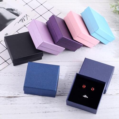 Black Jewelry Box 9x9cm Necklace Earrings Bracelets Boxes Paper Gift Packaging with Black Sponge Can Personalized logo 12pcs