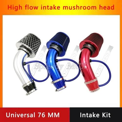 Spceddy Universal Carbon Pattern Red Air Intake Pipe Kit Air Filter Box Mushroom Head Hose Racing Sports Air Intake Filter