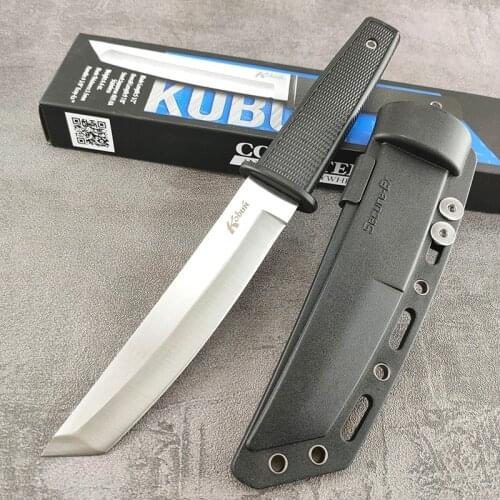 Cold Finish Steel Fixed Blade Japanese Style Tanto Kobun Knife Light Weight Easy Carry Sheath Tactical Hunting Camping Tool