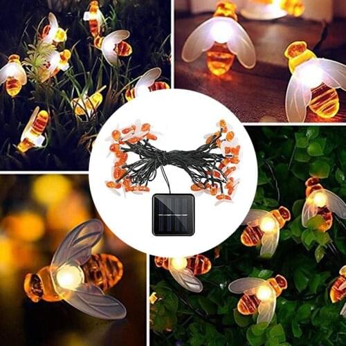 5/10m LED Solar Light Lamp Bee Shaped LED String Lights Outdoor Waterproof Christmas Garden Holiday Party Light Decoration Lamp