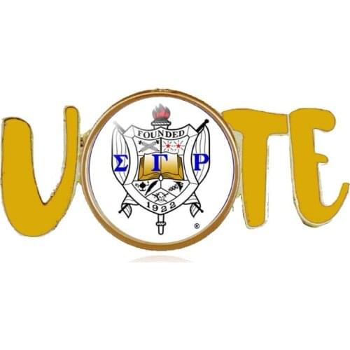 Topvesko Sorority Crest SGR shield Greek Brooch Sigma Gamma Rho VOTE Pin