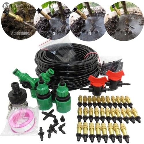 30M Automatic Garden Watering Mist Spray Irrigation Misting System Watering Kits Micro Drip Irrigation Adjustable Brass Nozzle