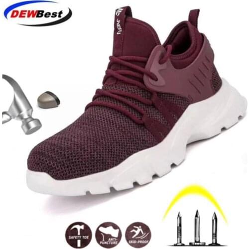 DEWBEST Autumn Safety Work Shoes Boots For Men Steel Toe Cap Boots Anti-Smashing Protective Construction Safety Work Sneakers