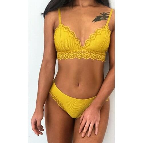 Women Bra Sets Seamless Underwear Sexy Lace Backless Panties Lingerie Padded Bralette Ultrathin Briefs Female Intimates