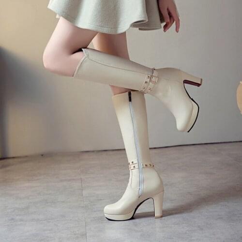 Plus Size 10 11 12 boots women woman winter boots women women shoes botas Liu ding belt buckle side zipper