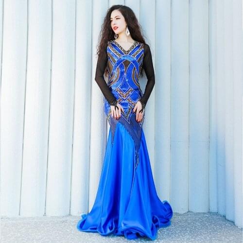 2021 Belly Dance Costumes for Women Stage Performance Suit Long Dress Robe Khalegy Khaliji Shakes Robes Clothes