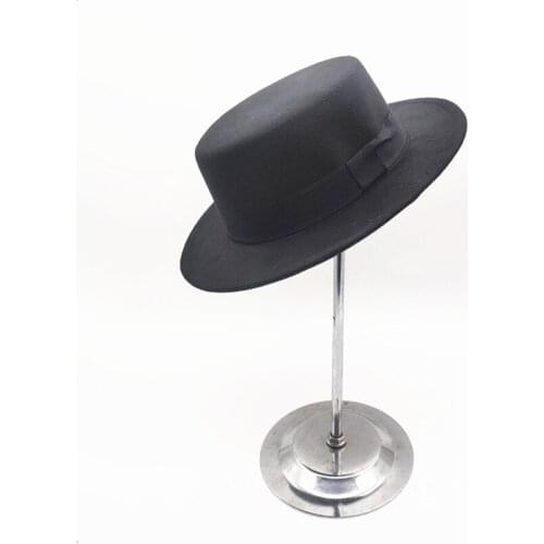 Winter men and women Solid casual wool Jazz hats Vintage wool bowler Panama cap Warm thick flat hat for cowboy