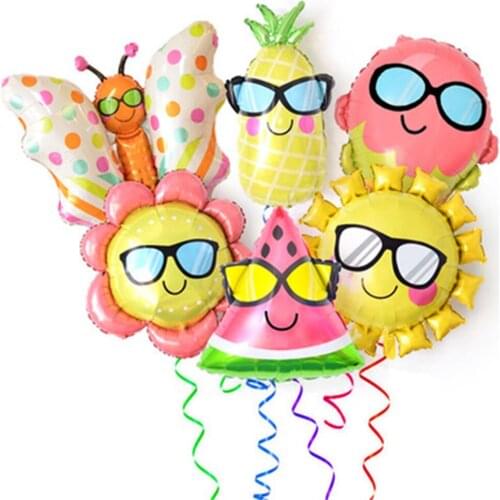 1pcs Glasses Sun watermelon butterfly Pineapple Shaped Foil Balloon Summer Theme Aluminum Balloons Birthday Party Decoration