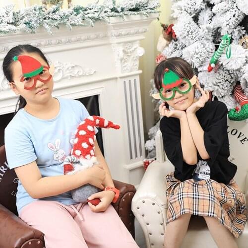 Christmas Decorations Cartoon Elf Glasses Children Holiday Gifts Christmas Party Atmosphere Props Decoration Glasses