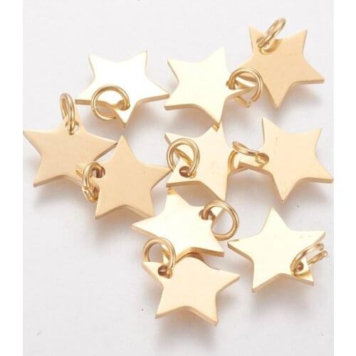 50pcs Star 304 Stainless Steel Charms Pendant for Jewelry Making DIY Bracelet Necklace Accessories Finding 11x12x1.1mm