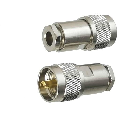 10pcs UHF PL259 Male Plug Connector Clamp RG5 RG6 5D-FB LMR300 Cable RF Coaxial Brass Straight New