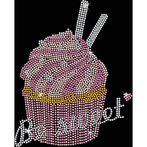 2pc/lot Be Sweet cake Iron On Bling Transfer designs iron on transfer rhinestones hot fix rhinestones patches for shirt
