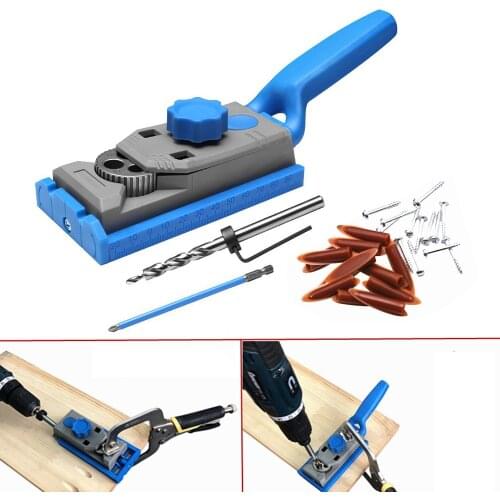2 In 1 9.5mm Pocket Hole Jig and 6/8/10/12mm Dowel Jig Plastic Oblique Hole Dowel Hole Punch Drill Guide Locator
