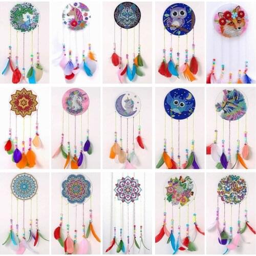 5D Diamond Painting Dream Catcher Wind Chimes Kit For Door Home Wall Decoration Special Shaped Drill Diamond Embroidery Kit