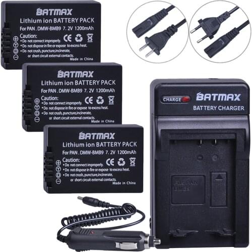 3Pc DMW-BMB9 DMW-BMB9E DMW BMB9 Battery + Single Charger for Panasonic Lumix DMC FZ40K FZ45K FZ47K FZ48K FZ60 FZ70 FZ100