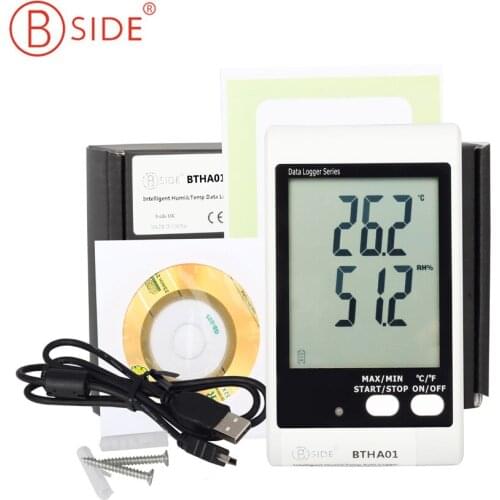 BSIDE BTHA01 Temperature Humidity Data Logger USB w/ Built-in Probe Sound-Light Alarm Large Display