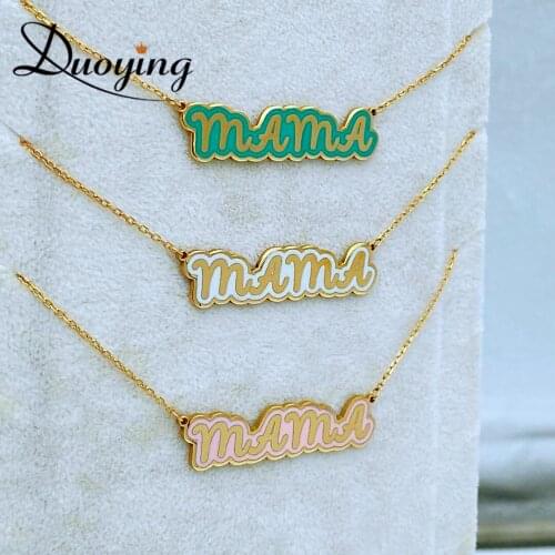 DUOYING Custom Letter Nameplate Necklace Personlized Choker Engrave Name Enamel Bubble Pendant Necklace For Cute Jewelry Gift