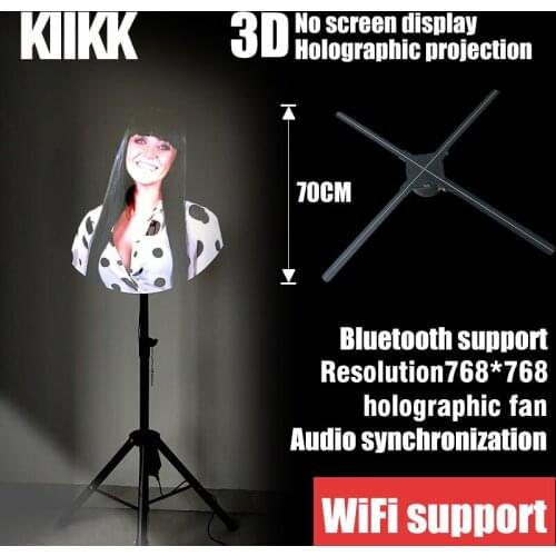 70cm 3D LED fan holographic advertising machine stereo imaging audio synchronization projection of characters support WiFi