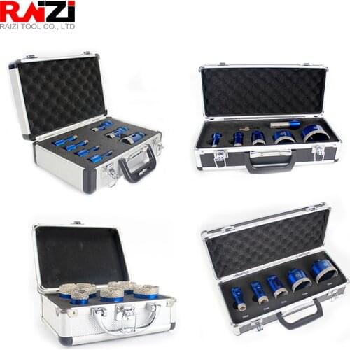 Raizi 1set Vacuum Brazed Diamond Drill Core Bits Kit Aluminum Case M14 Hole Saw Cutter For Porcelain Tile Granite Marble Stone