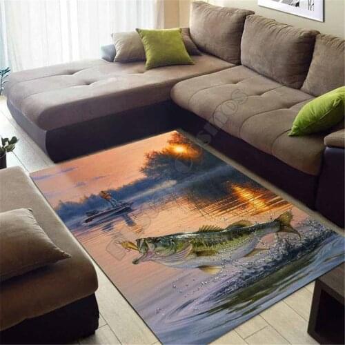 Fishing Hunting Area Rug 3D All Over Printed Non-slip Mat Dining Room Living Room Soft Bedroom Carpet 04