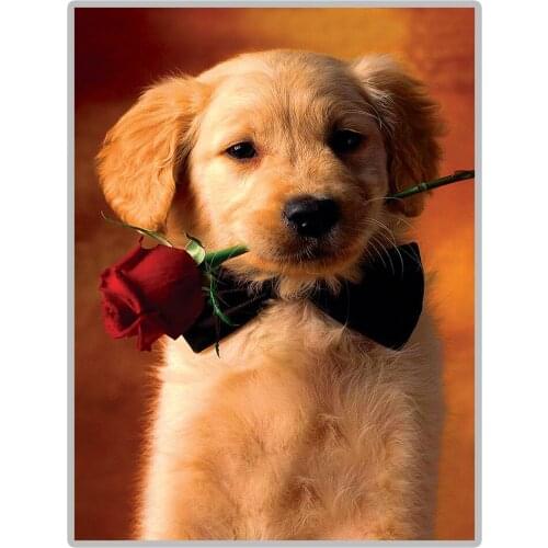 Nice Painting "Dog and Rose" 5D DIY Diamond Painting Full Square/Round Diamond Embroidery Sale Mosaic Picture of Rhinestones