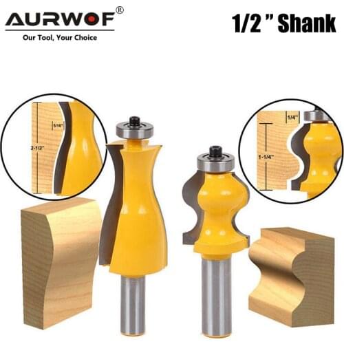 LA VIE 2pcs 12mm 1/2" Shank Legs Foot Mold Router Bits Set Jewelry Box Side Milling Cutters Woodworking Cutter Tenon MC03071