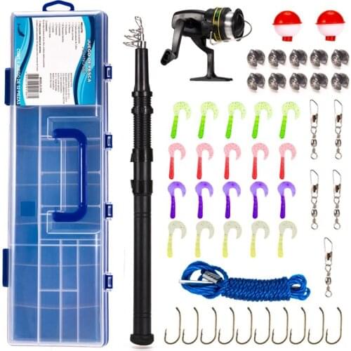 Hot-Fishing Pole Tackle Box Fishing Rod Kit Telescopic Fishing Rod and Reel Combo Lures Fishing Gear with Accessories Set