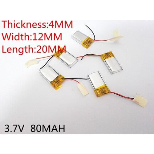 3.7V lithium polymer battery 041220 401220 80mah MP3 MP4 MP5 Bluetooth headset